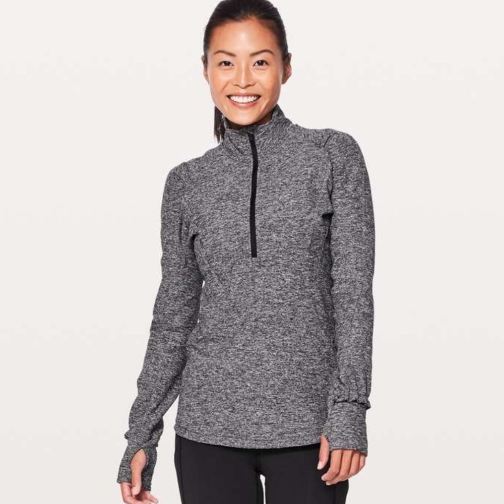 lululemon athletica Gray Quarter-Zip Thumbhole Long Sleeve Top